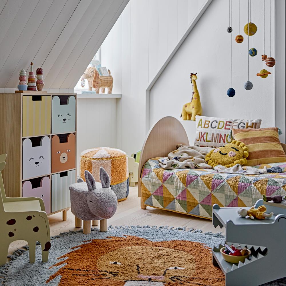Bloomingville MINI Kio Hocker Bunt Baumwolle Durchmesser 35cm Kinderzimmer