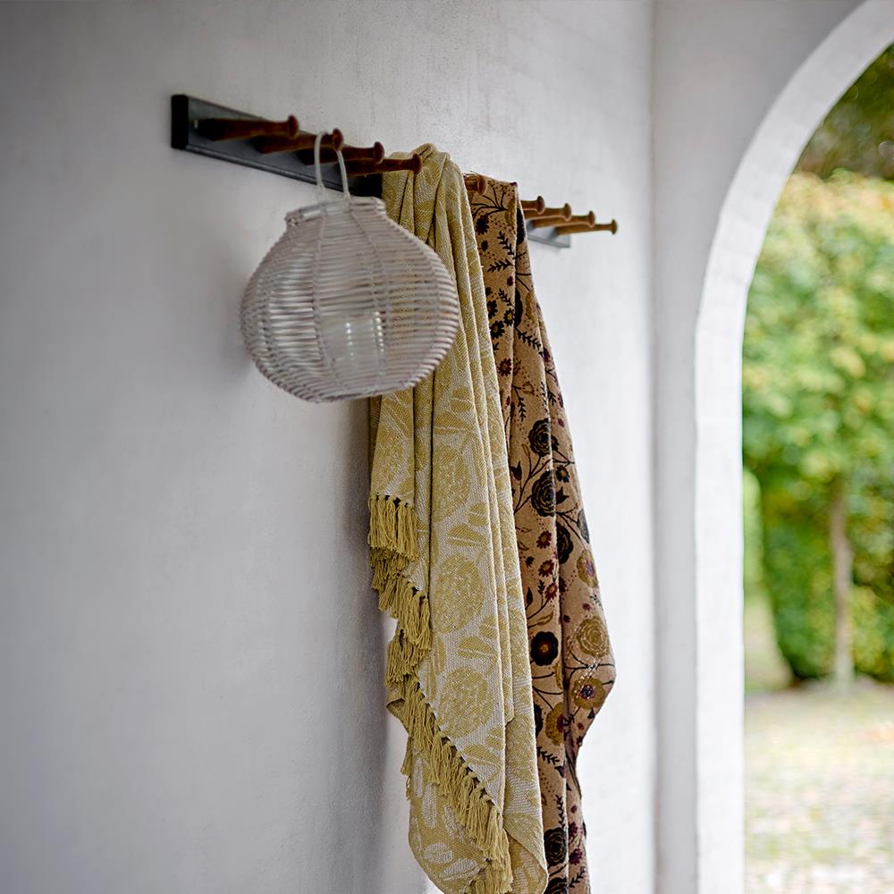 Bloomingville Eydis Decke 160x130 cm – Nachhaltige Baumwolle mit floralem Druck & Fransen