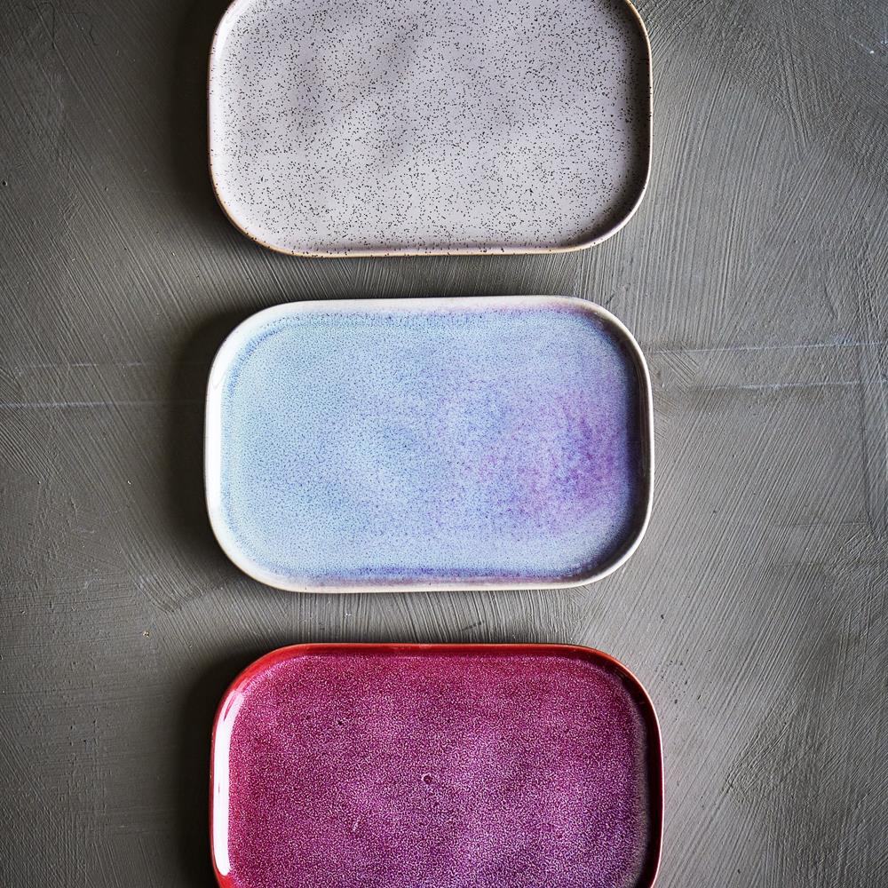 Bloomingville Addison Teller 22,5 x 14,5 cm Steingut, 3er-Set, rosa