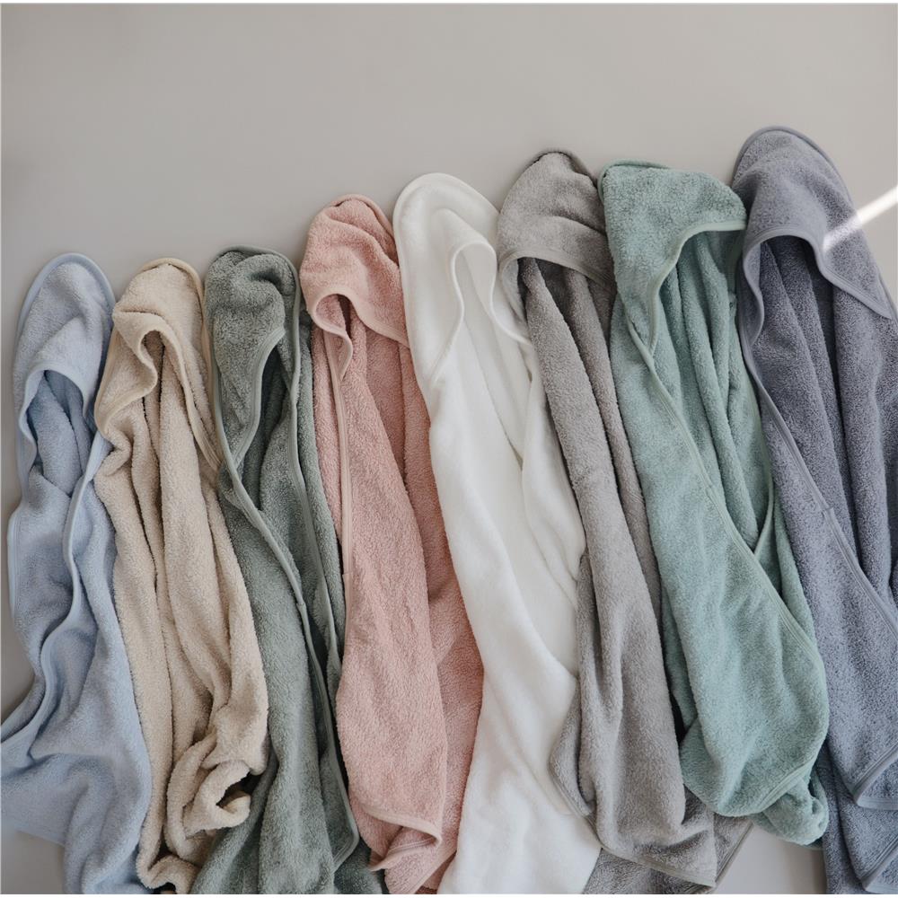 Mushie Baby-Kapuzenhandtuch, Pearl, aus 100% Bio-Baumwolle