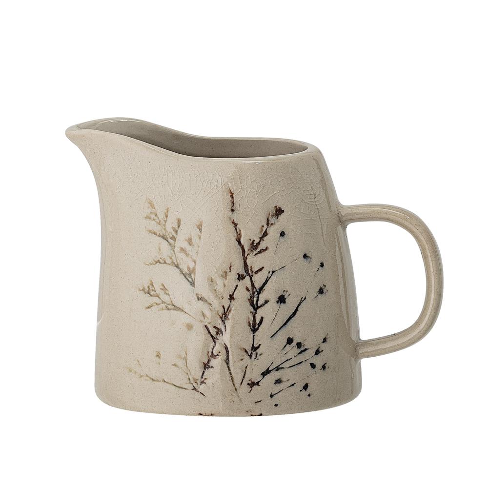 Bloomingville Bea Millchkännchen, Natur, 250ml, Steingut, mit Blumenmotiv, dänisches Design