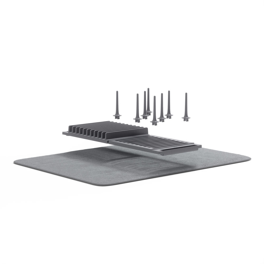 Umbra Udry Peg Abtropfgestell 47x17cm mit Mikrofaser Abtropfmatte in Anthrazit