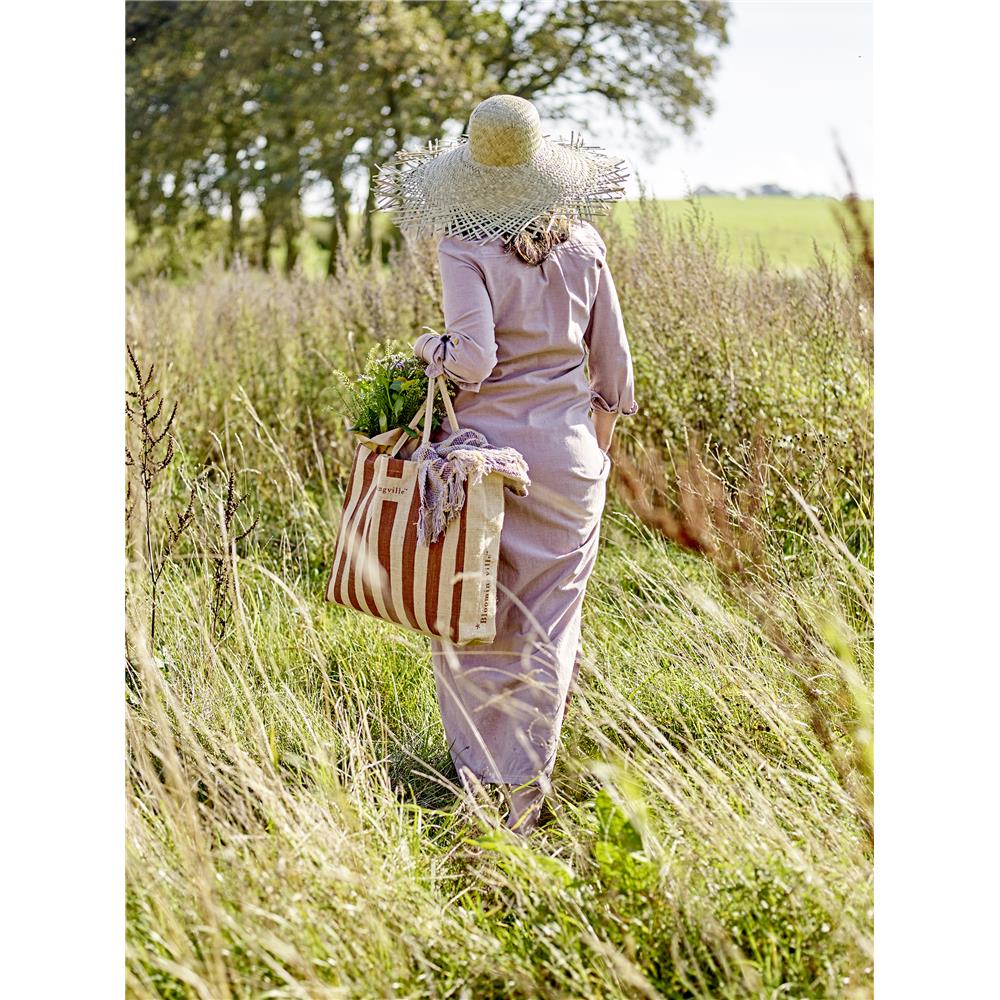 Bloomingville Bergamo Einkaufstasche, aus Jute, mit naturfarbenen und braunen Streifen