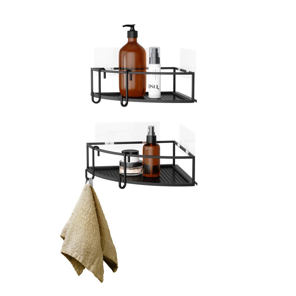 Umbra Cubiko Eckregale, Duschablage, Duschregale ohne Bohren mit Haken, 2er-Set, in Schwarz