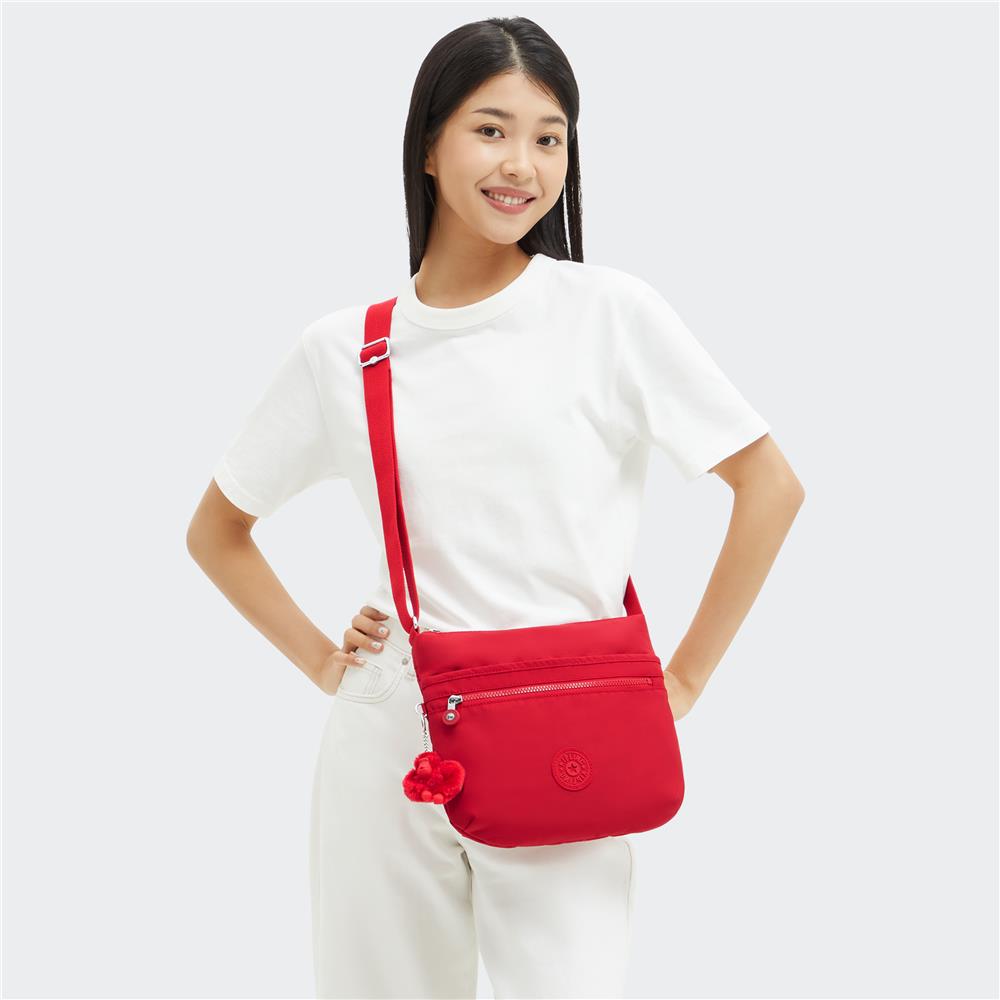 Kipling ARTO M, Mittelgroße Umhängetasche, Red Rouge (rot), Schultertasche mit Reißverschluss