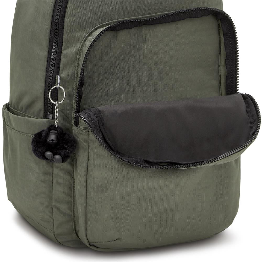 Kipling SEOUL L, Großer Schulrucksack mit 15-Zoll-Laptopfach, 27L, Green Moss (grün)