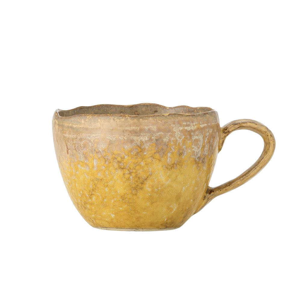 Bloomingville Milani Tasse, 260 ml – Gelbe Steinguttasse mit reaktiver Glasur und individuellem Farbspiel