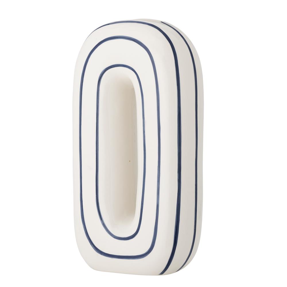 Bloomingville Mae Vase, Blau, Keramik – handbemalte Streifen, dekorativ & einzigartig