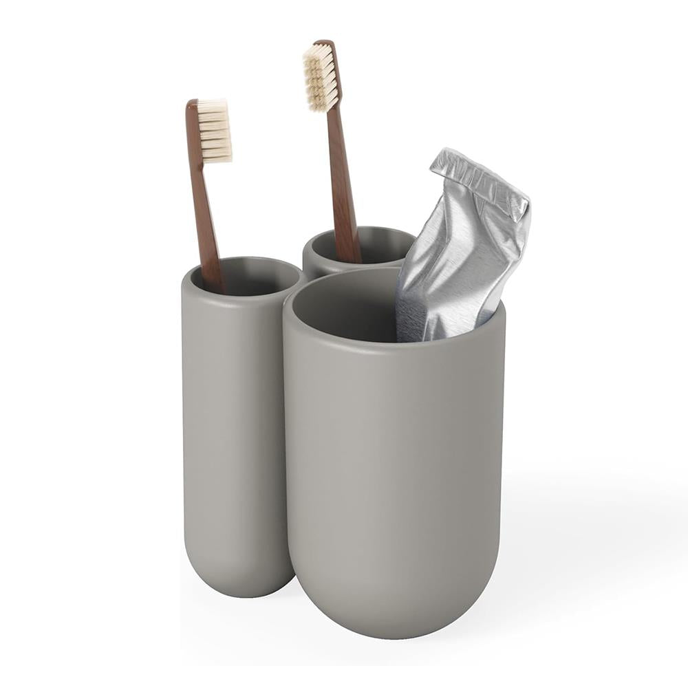 Umbra Touch Zahnputzbecher, Zahnbürstenhalter und Becher für Make-Up, Grau