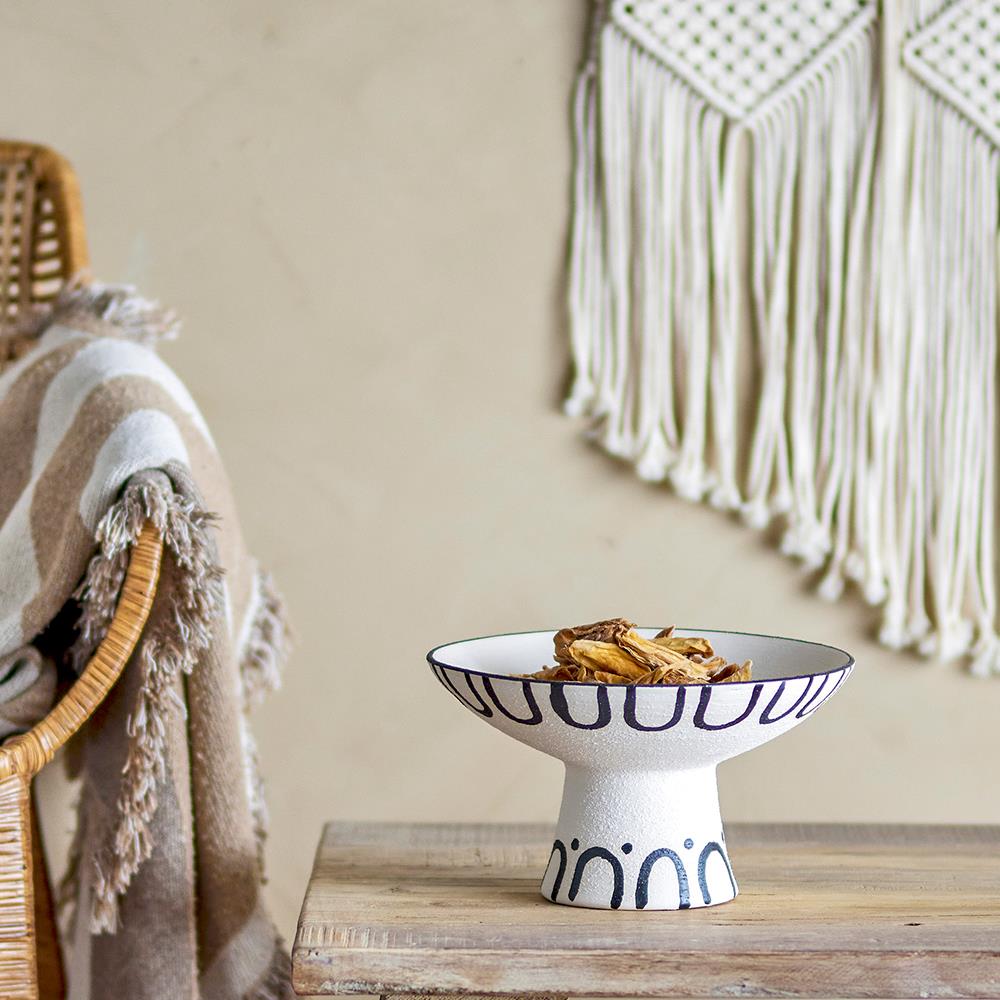 Bloomingville Mayotte Sockelschale, Schwarz – Steingut-Dekoschale