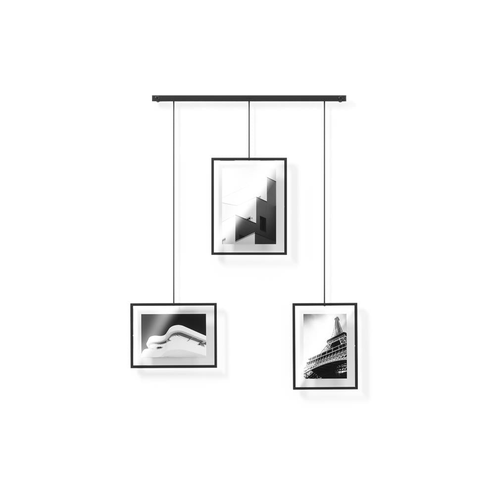 Umbra Exhibit Foto Collage Bilderrahmen, für 3 Fotos (2x 10x15cm und 1x 13x18cm), in Schwarz