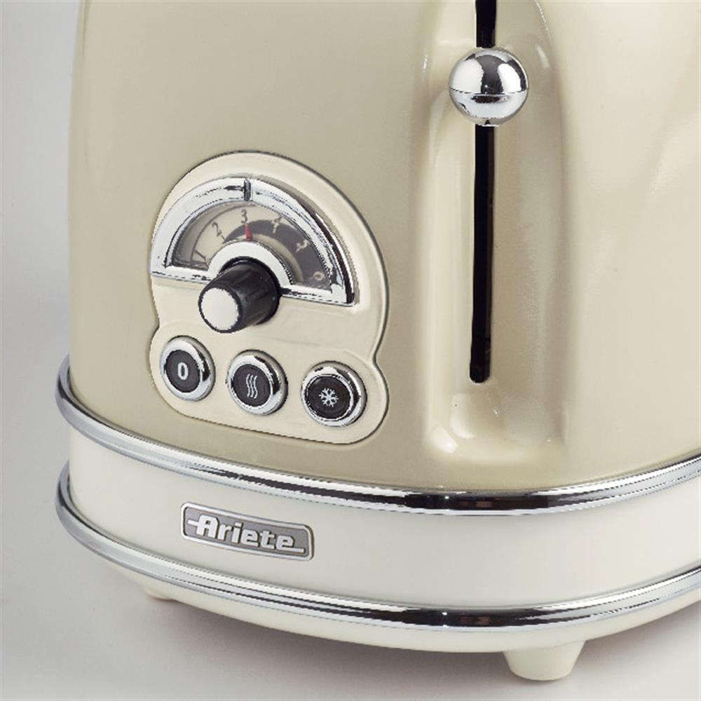 Ariete Vintage Toaster, Beige, 2-Scheiben-Toaster mit 6 Bräunungsstufen, 810W