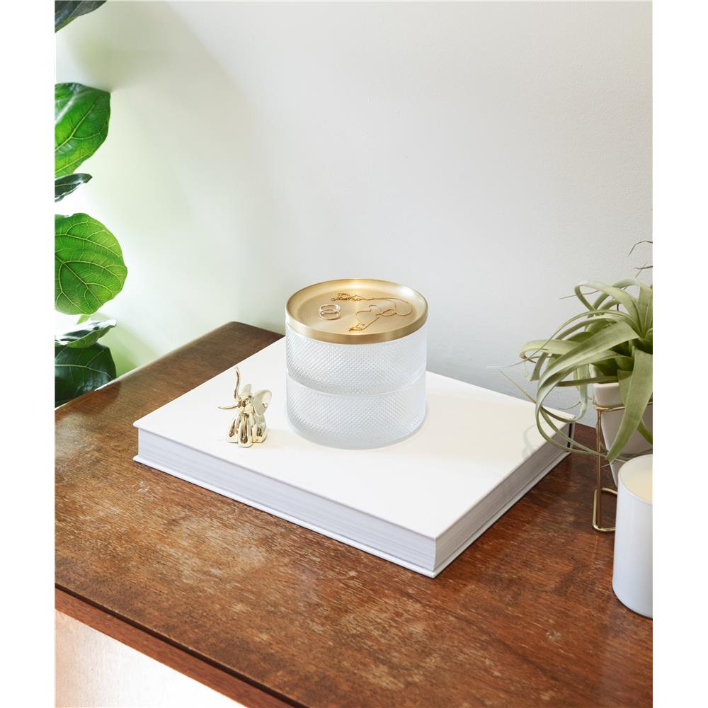 Umbra Tesora Schmuckkasten Stapelbare Schmuckdose zur Aufbewahrung Messing Glas