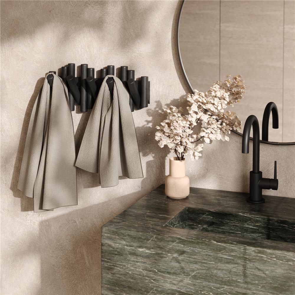Umbra Picket - Moderne Garderobenleiste mit 5 Garderobenhaken, Schwarz, aus Kiefernholz