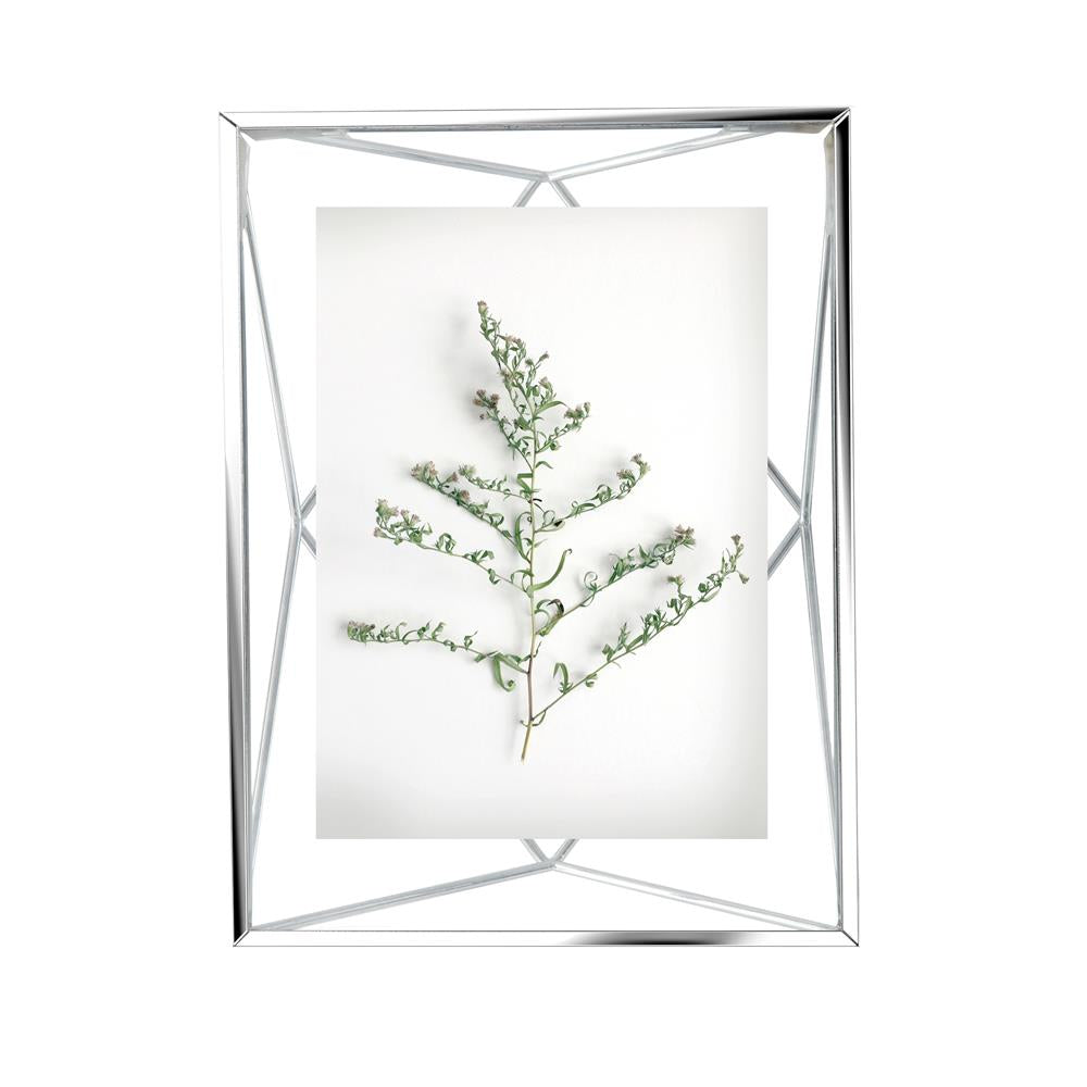 Umbra Prisma Geometrischer Bilderrahmen 20 x 15 x 7 cm zum Aufhängen oder Aufstellen Chrom Silber