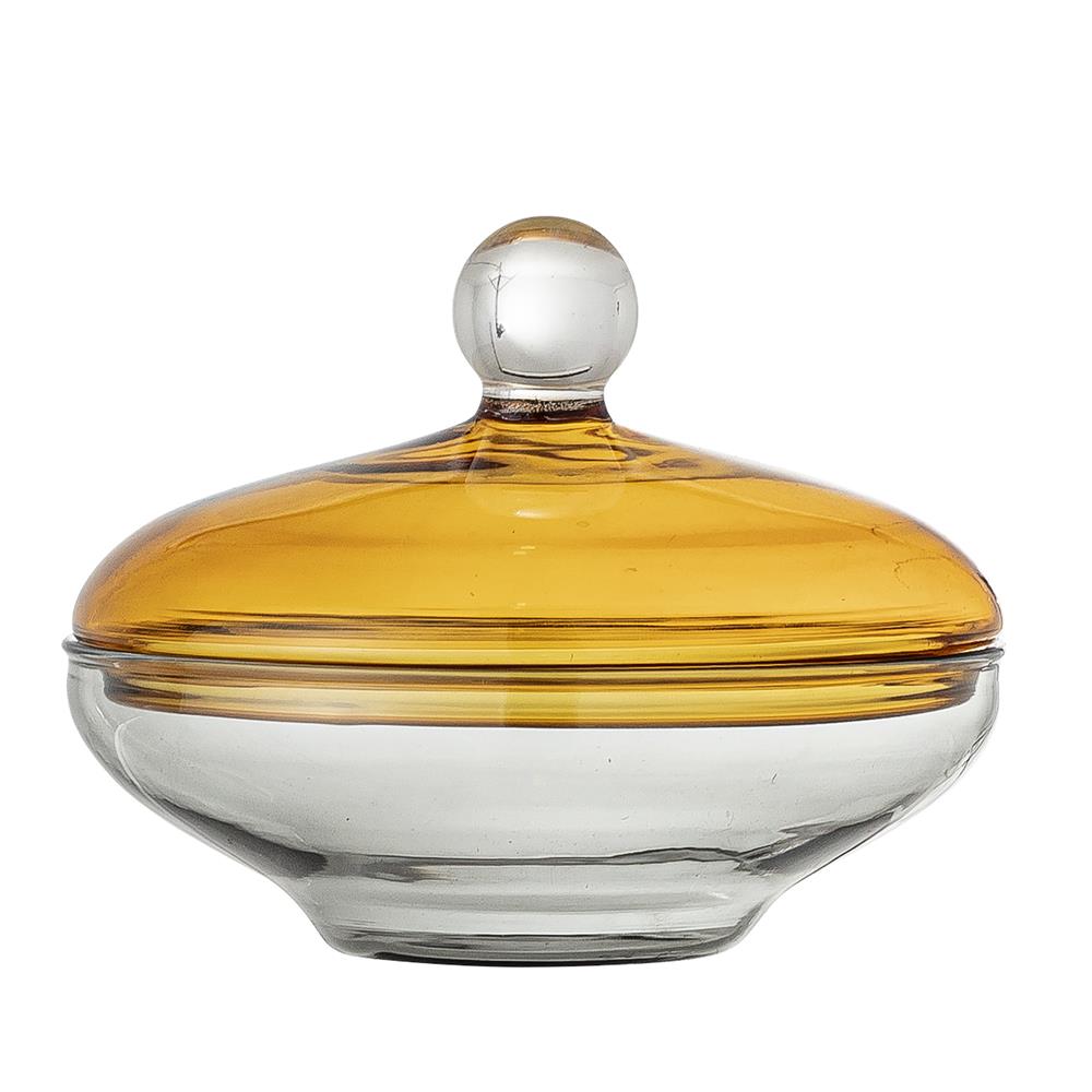 Bloomingville Danni Schale mit Deckel Gelb Glas Vorratsdose Behhälter Gefäß Dose dänisches Design