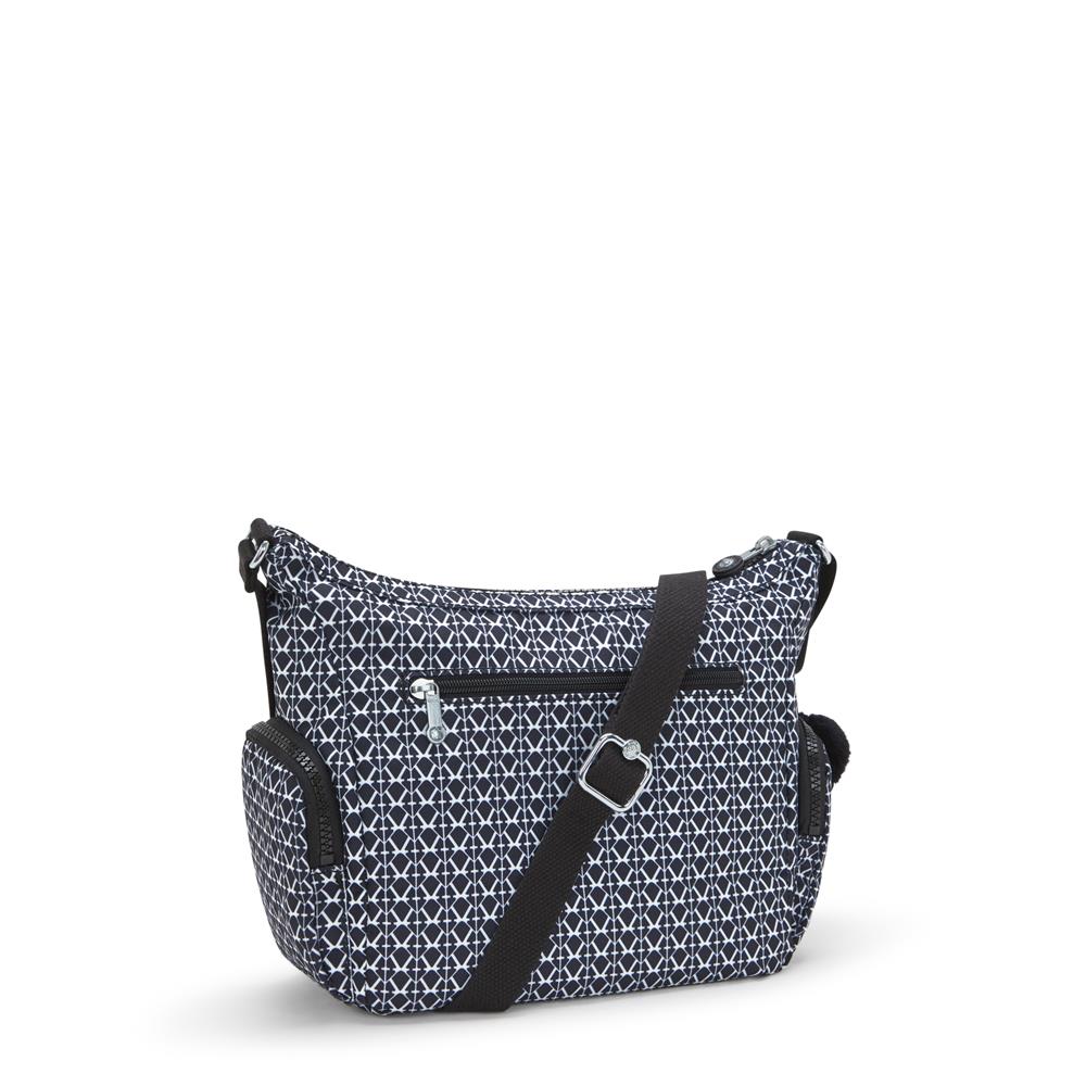 Kipling GABBIE S, Kleine Umhängetasche, Signature Print (blau), Schultertasche mit vielen Fächern
