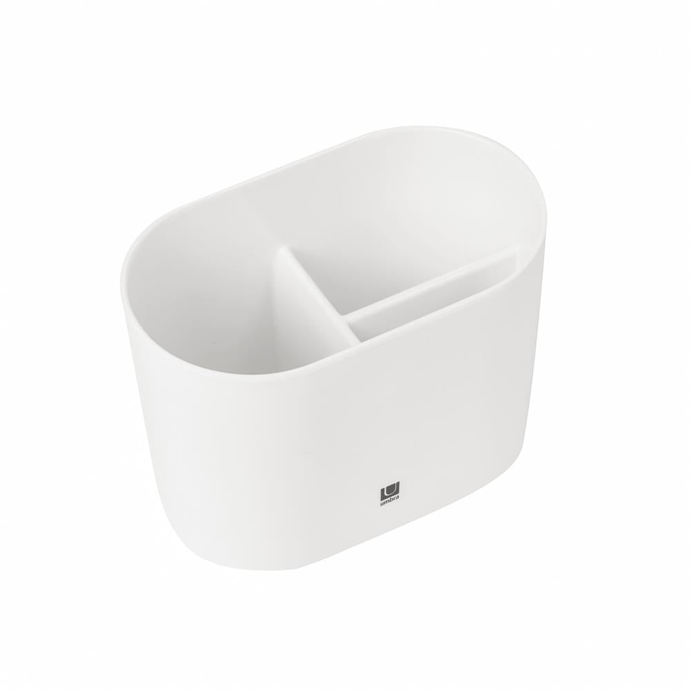 Umbra Step Zahnputzbecher Weiß Zahnbürstenhalter und Becher für Make-Up Accessoires mit drei Fächern