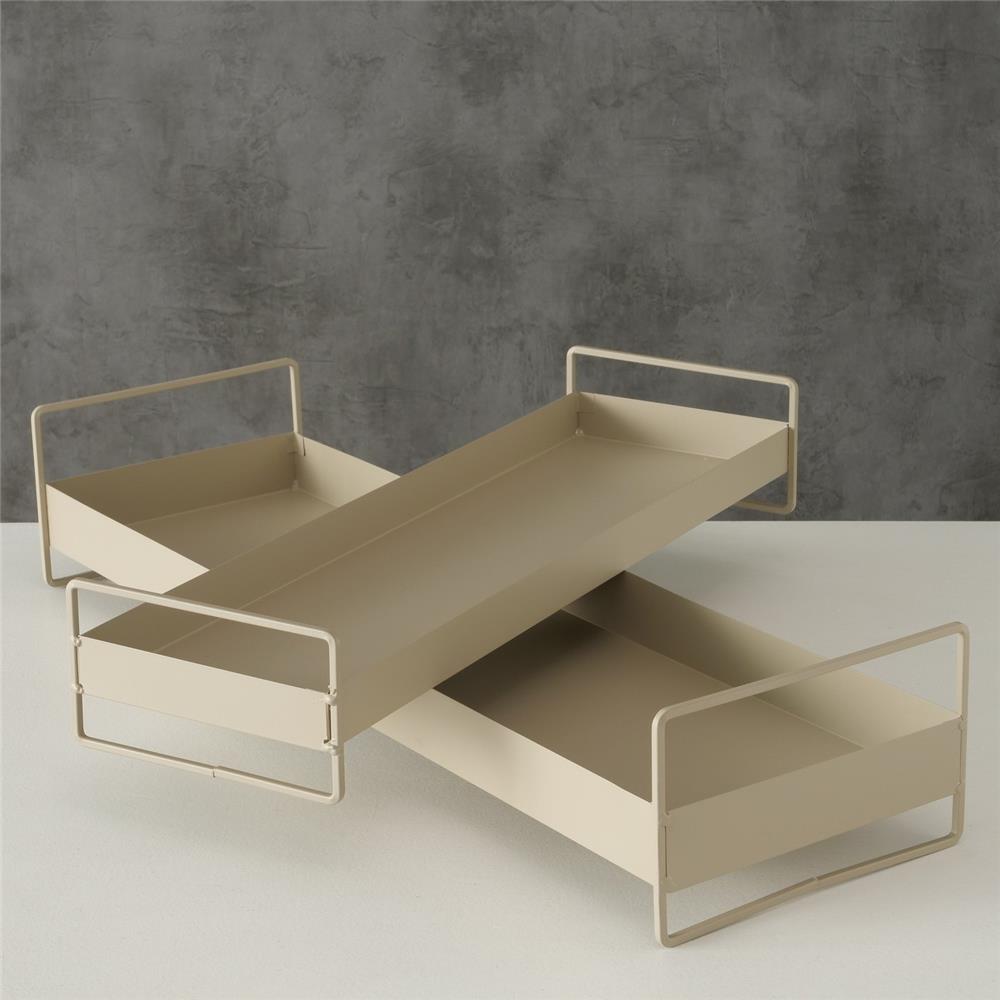 BOLTZE Tablett Wolga 2er Set Beige Serviertabletts aus Metall Modernes Design