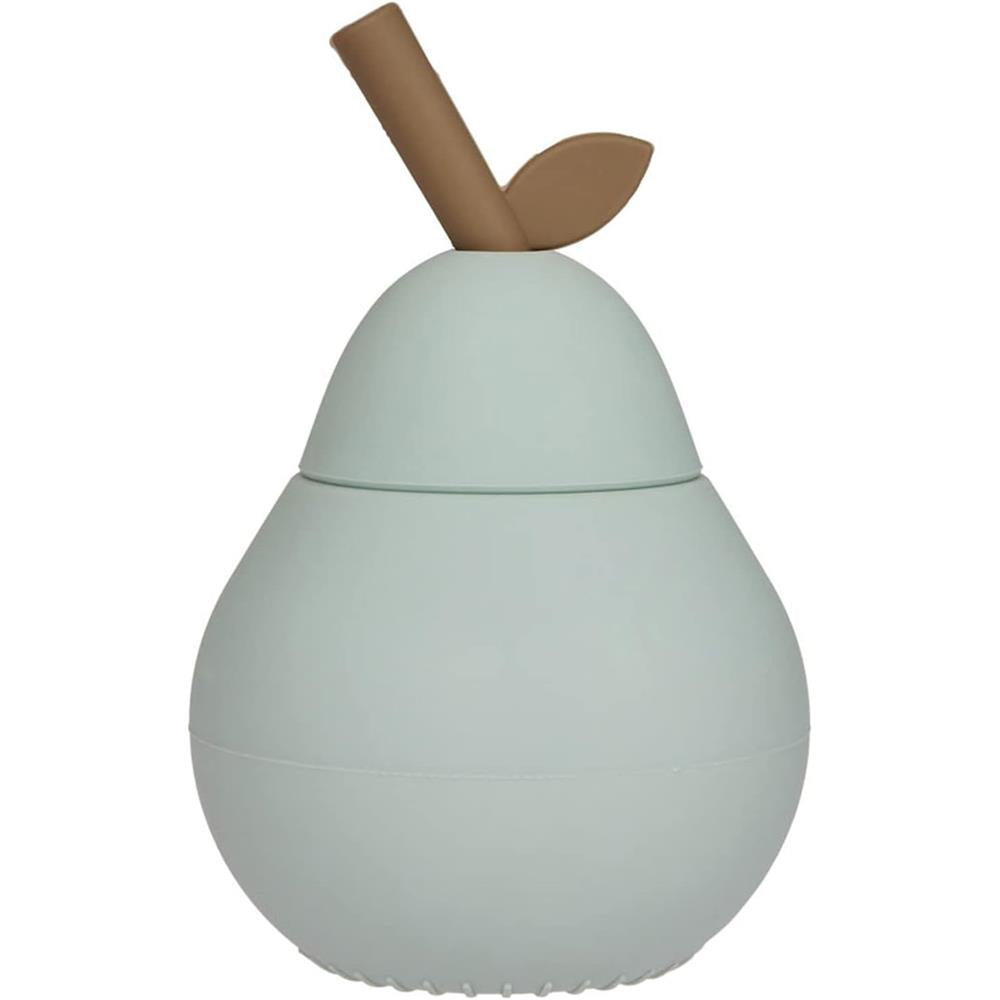 OYOY Mini - Pear Cup, Pale Mint, Trinklernbecher mit Strohhalm, Silikon