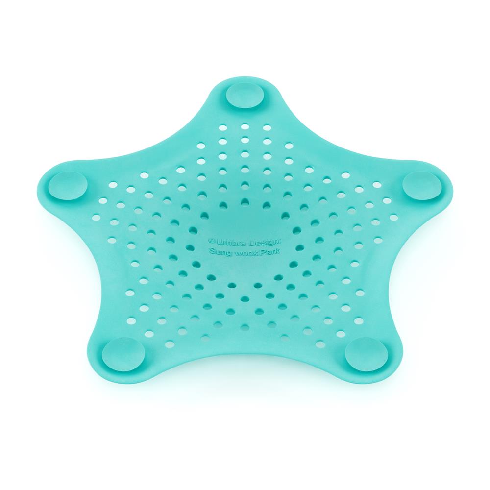 Umbra Starfish Abfluss Haarfänger mit Saugnäpfen, Silikon Abflusssieb, in Türkis