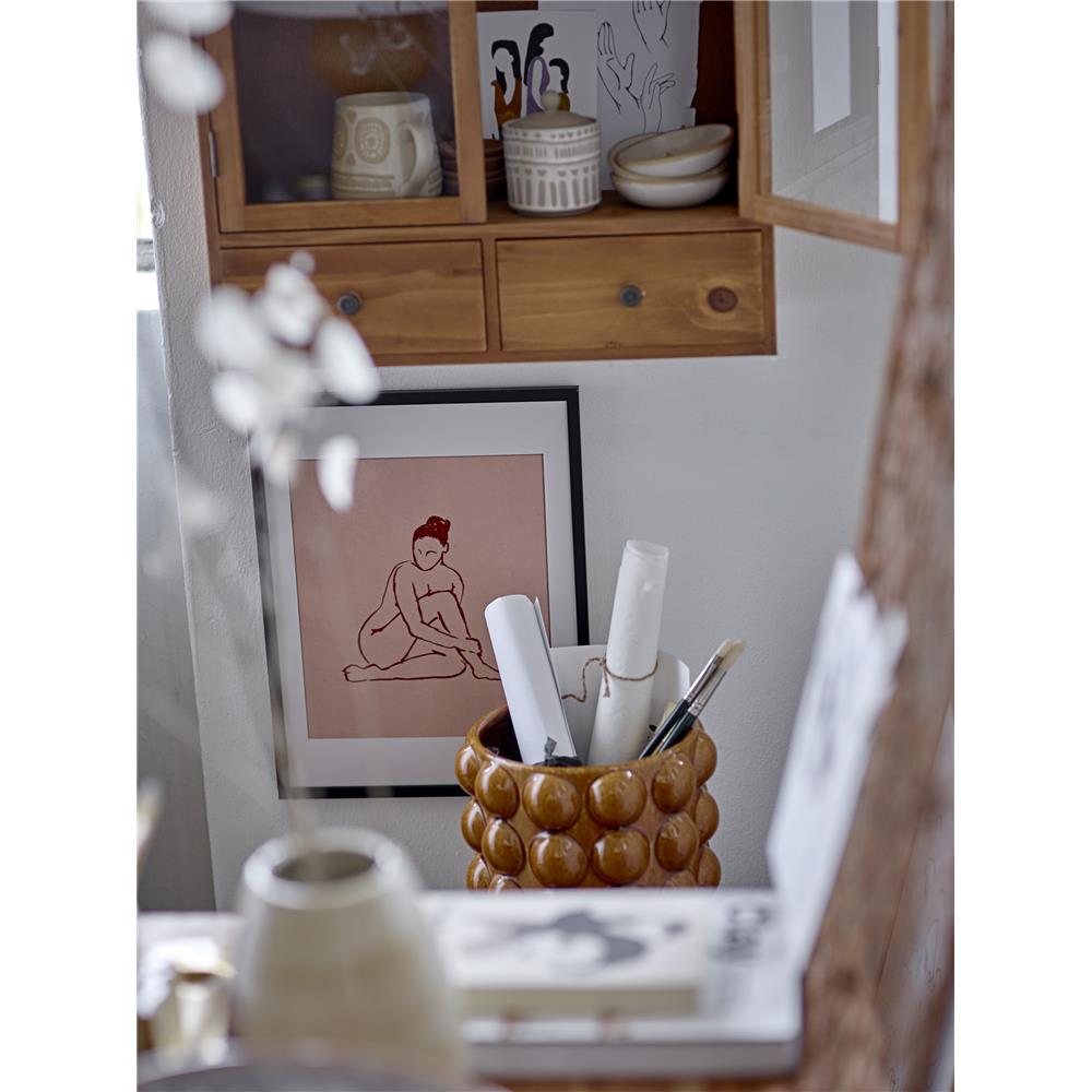 Bloomingville Jona Vase, Braun, Steingut, 14x18 cm, dänisches Design