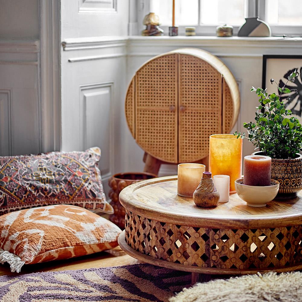 Bloomingville Emalie Kissen Braun 60x35 cm – Baumwolle & Polyester, gestickt