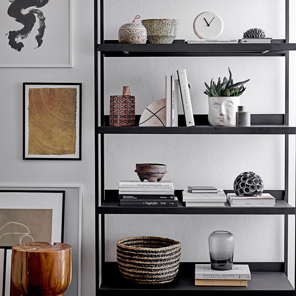 Bloomingville Ignacia Blumentopf – weißer Steinguttopf mit Gesicht, handgefertigt, 18 cm