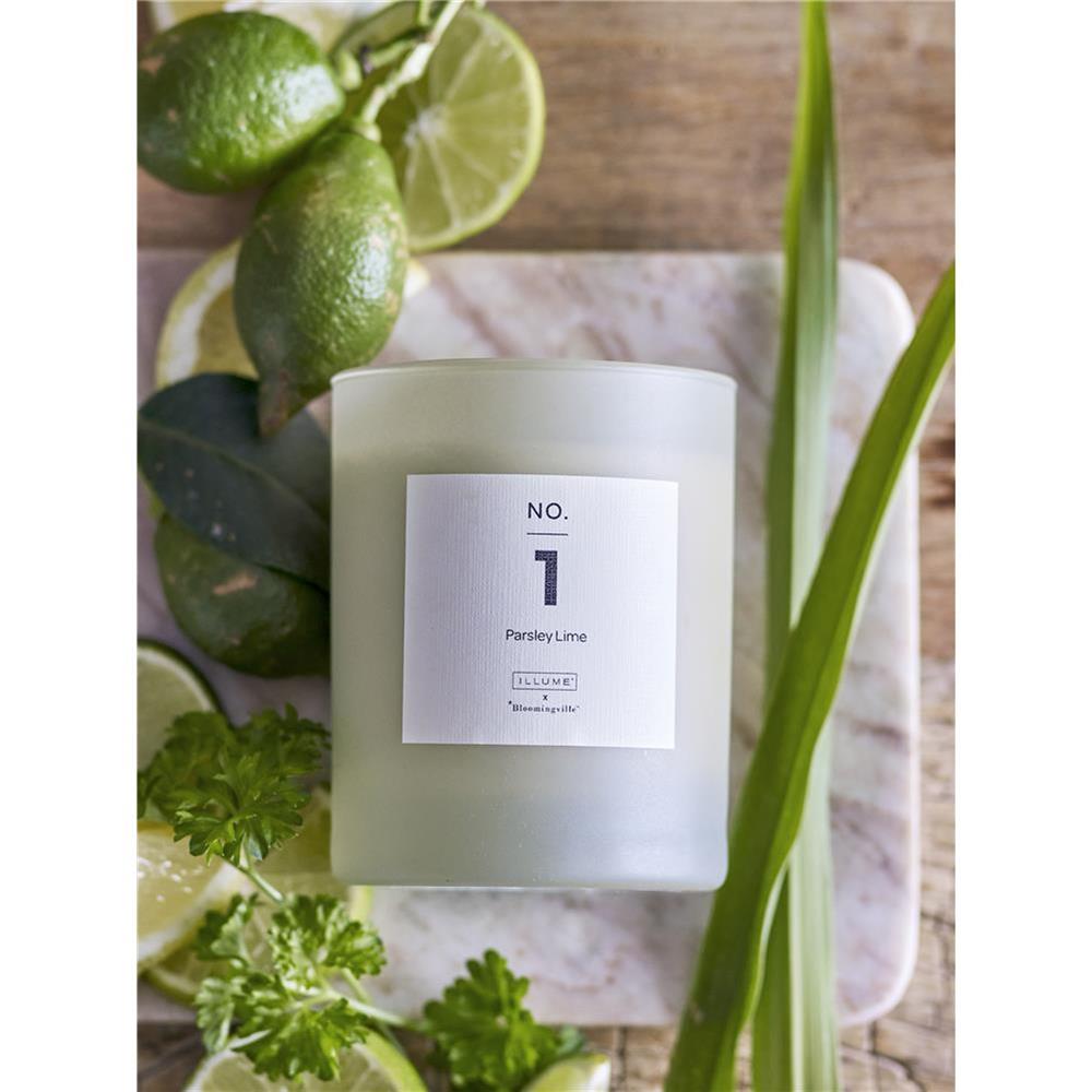 Bloomingville NO. 1 - Parsley Lime Duftkerze, Grün, Natürliches Wachs, 210 G. - 50 Hour - Gift box - D8xH10 cm