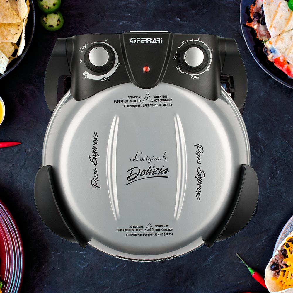 G3Ferrari elektrischer Pizzaofen Delizia 1200 W für Pizza Ø 31cm silber Pizzamaker mit feuerfestem Naturstein