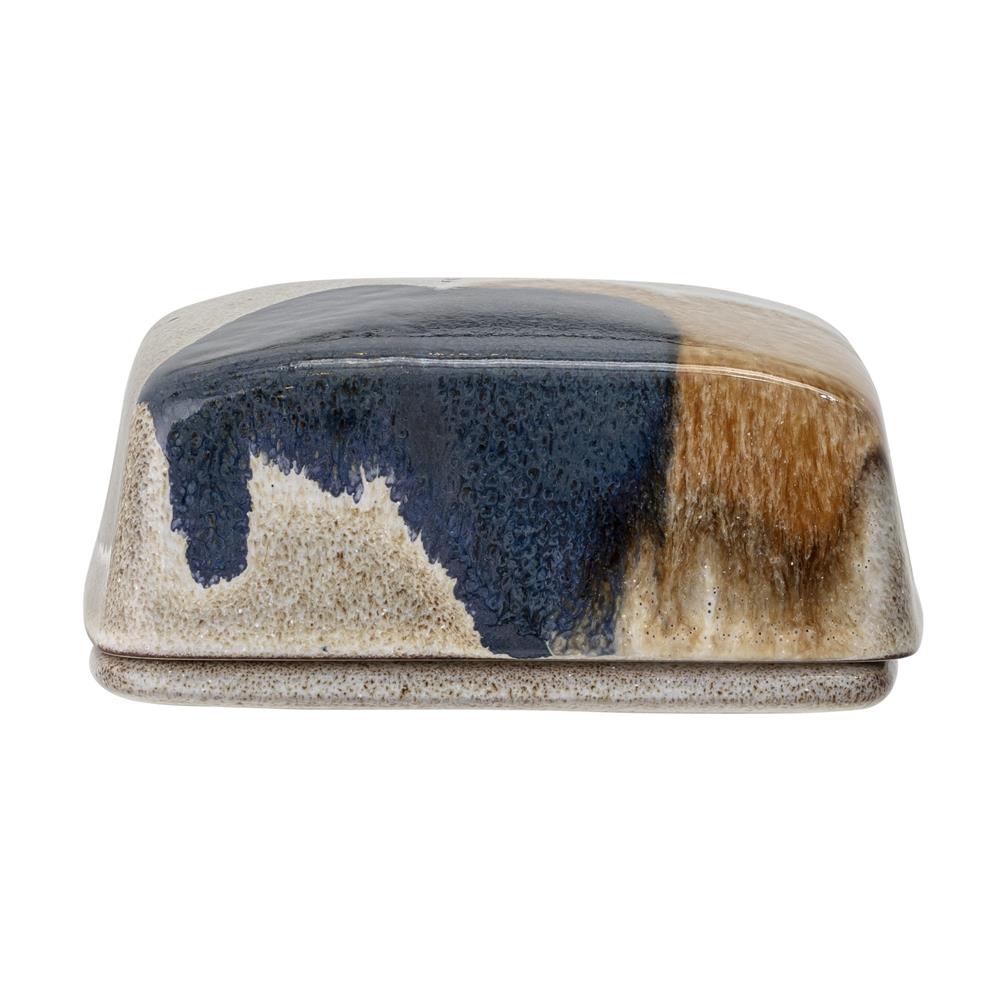Bloomingville Jules Butterdose, Braun/Blau, Steingut, dänisches Design