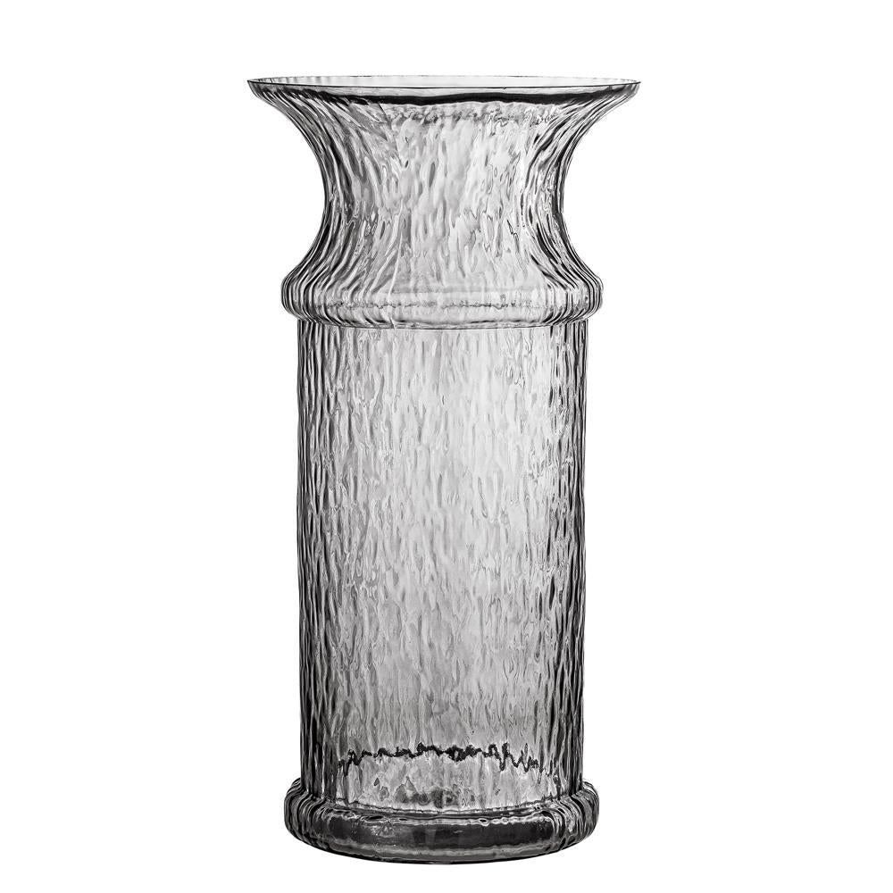 Bloomingville Dida Vase aus grauem Glas, 20x38 cm, im Landhausstil, dänisches Design