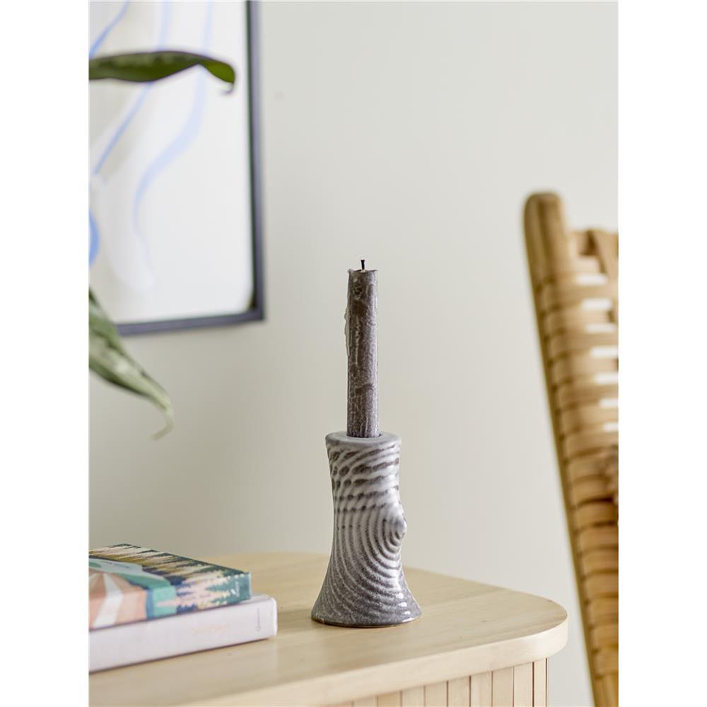 Bloomingville Raheem Kerzenständer in Grau, 13cm, aus Steingut