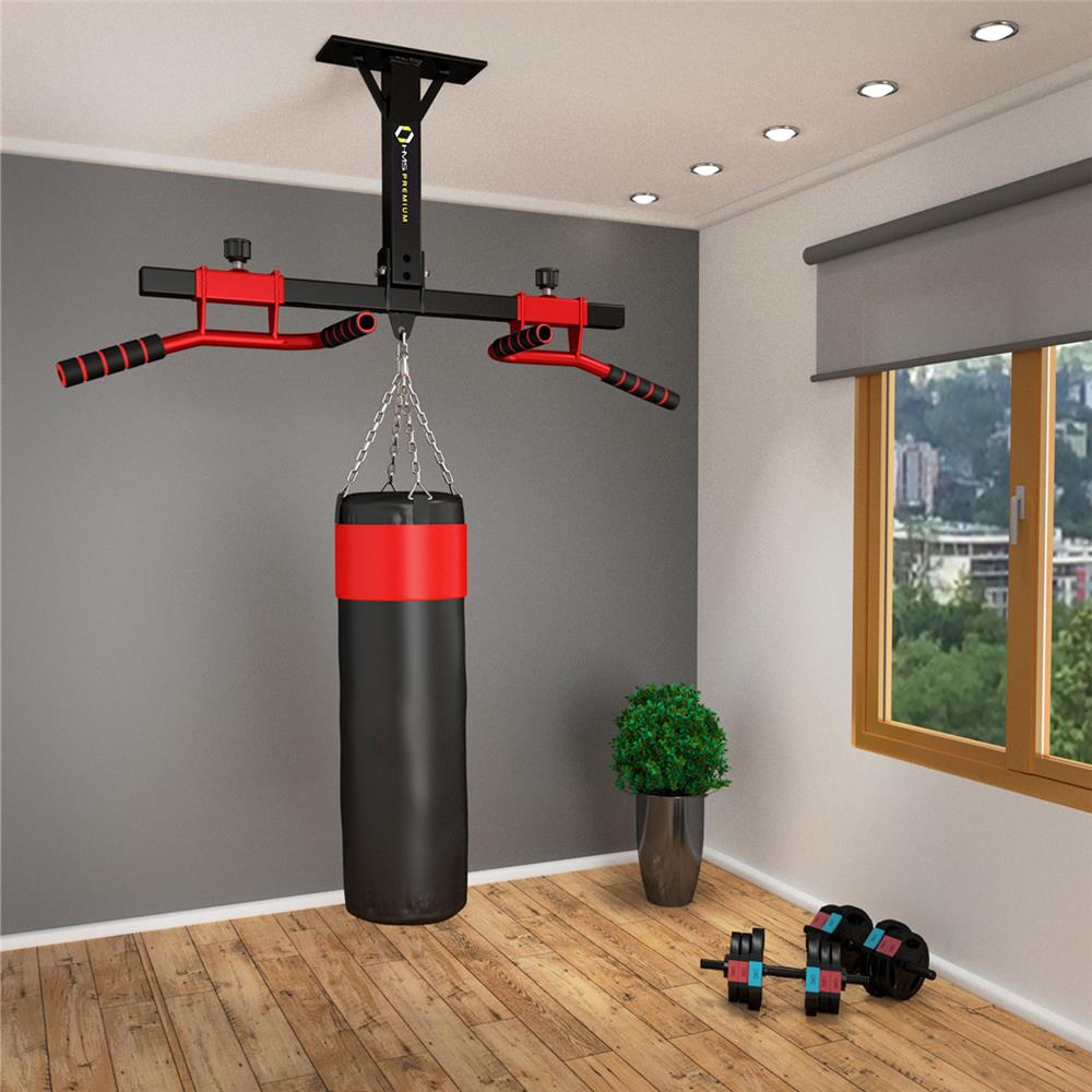Klimmzugstange Wand- und Deckenmontage mit Boxsackhalter | HMS Premium DD10