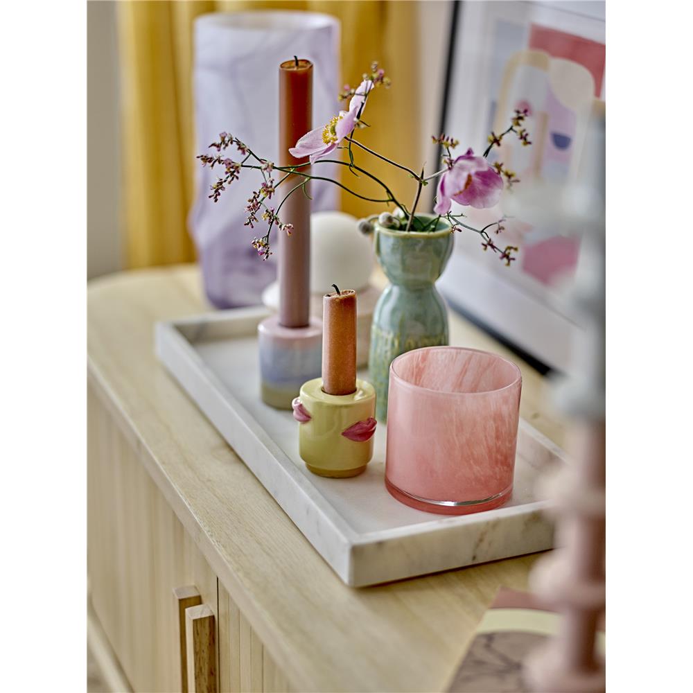 Bloomingville Embla Vase in Grün, 14,5cm, aus Steingut handgefertigt