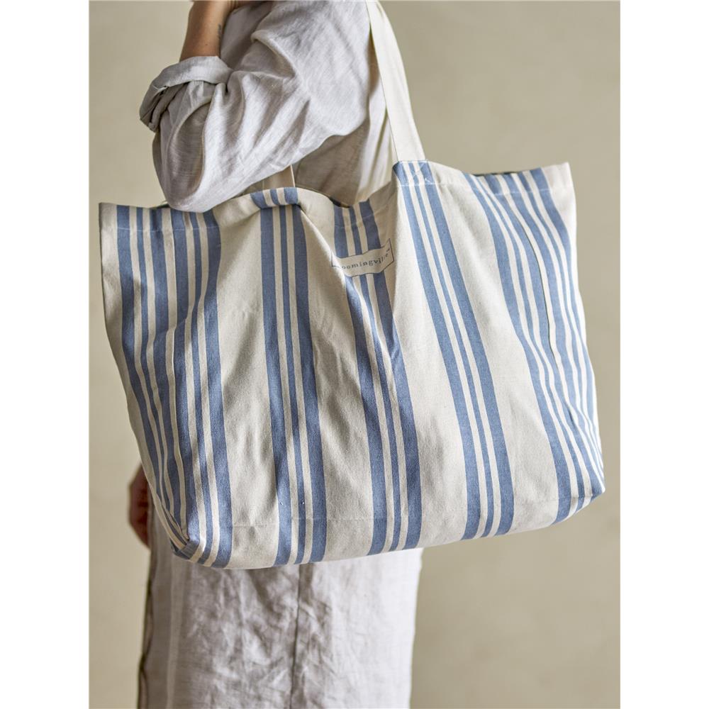 Bloomingville Trina Einkaufstasche in Blau, 47x40x16cm, aus Baumwolle