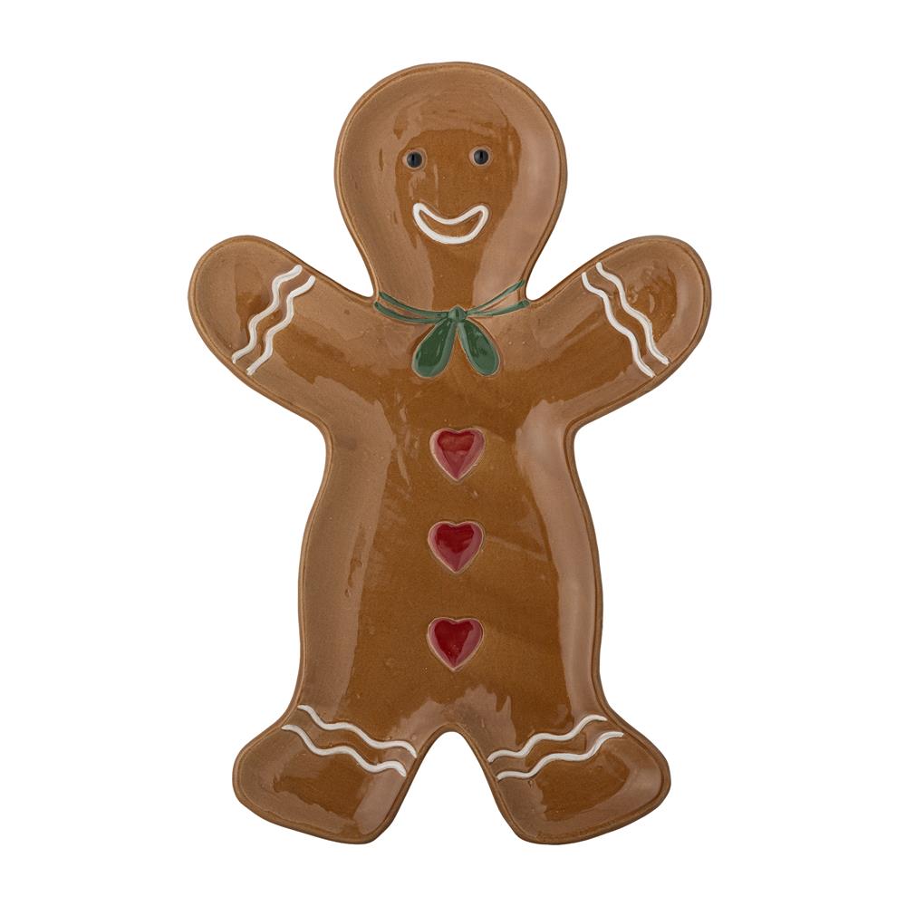 Bloomingville Ginnie Servierplatte Braun Steingut Lebkuchenmann Weihnachtsdeko
