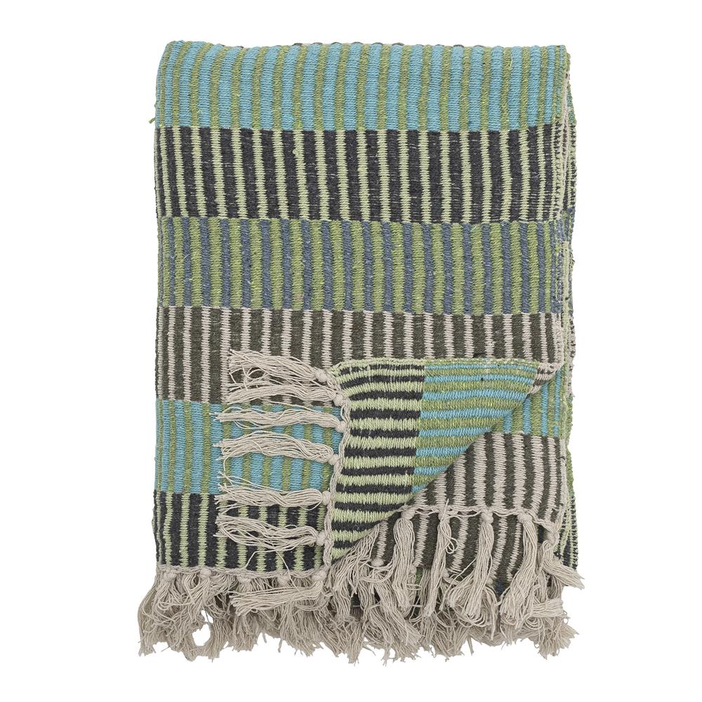 Bloomingville Isnel Decke blau mit recycelter Baumwolle 160x130 cm