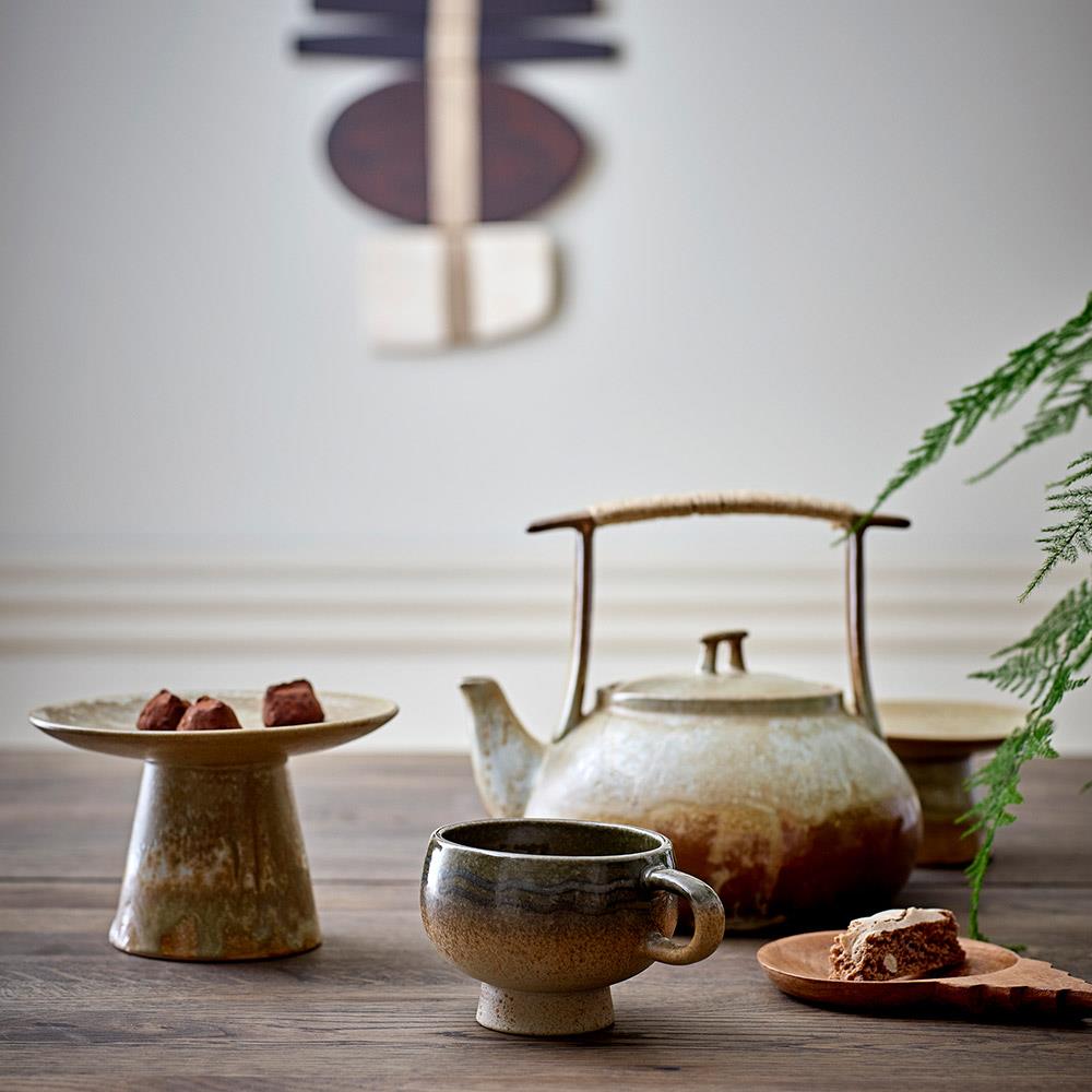 Bloomingville Ikigai Teekanne – Steingutkanne in Braun-Beige, 1550 ml, rustikales Design