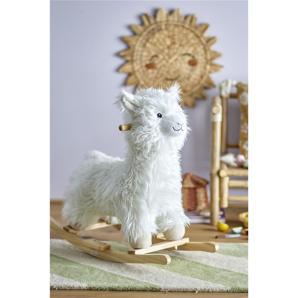 Bloomingville MINI Kinto Schaukeltier Lama Weiß Kleinkindspielzeug Schaukelspielzeug