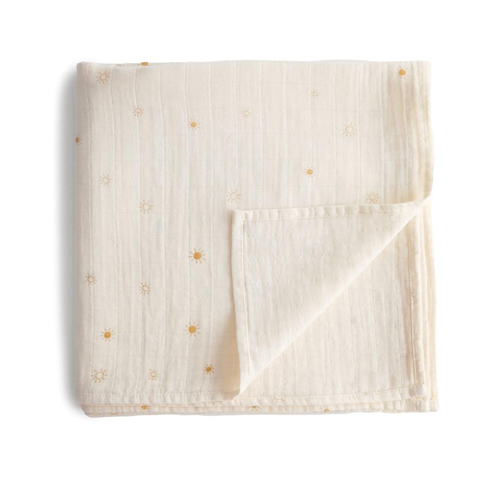 Mushie Musselin-Baby-Wickeldecke, Sun, Pucktuch aus 100% Bio-Baumwolle