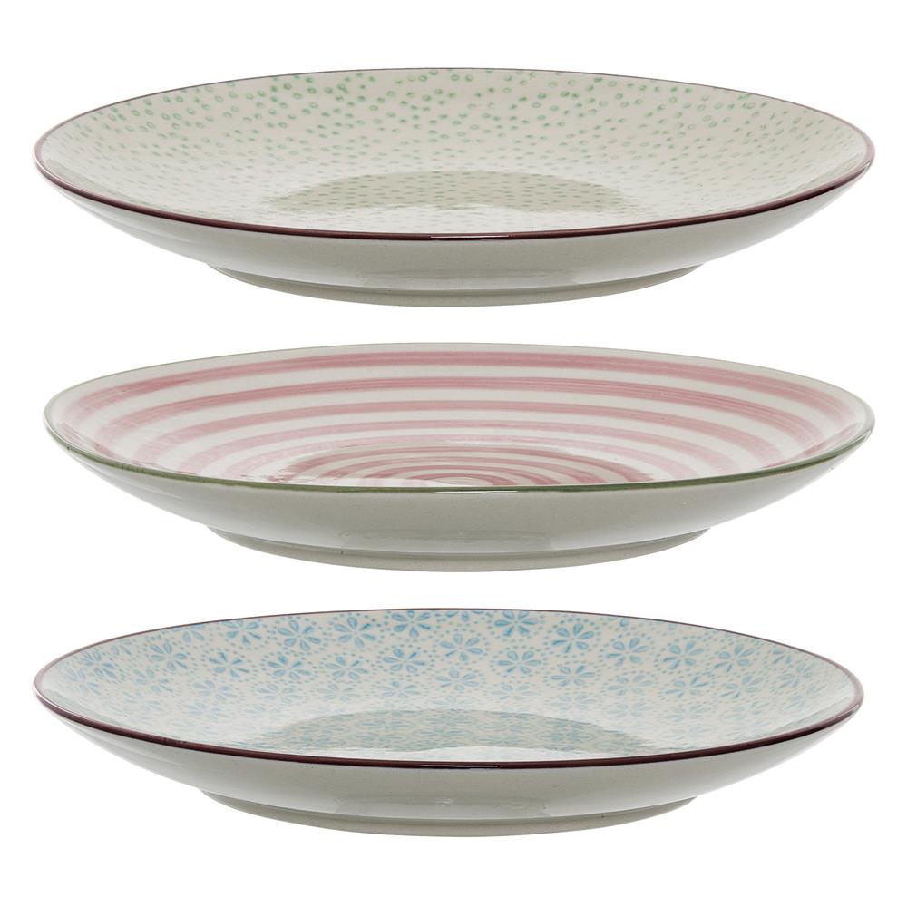 Bloomingville Patrizia Teller, 3er Set, 20cm, Steingut, dänisches Design