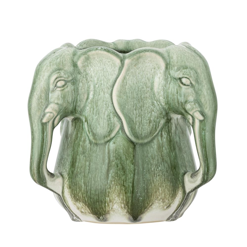 Bloomingville Pontus Vase Grün Steingut Unikat 15,5x15,5cm