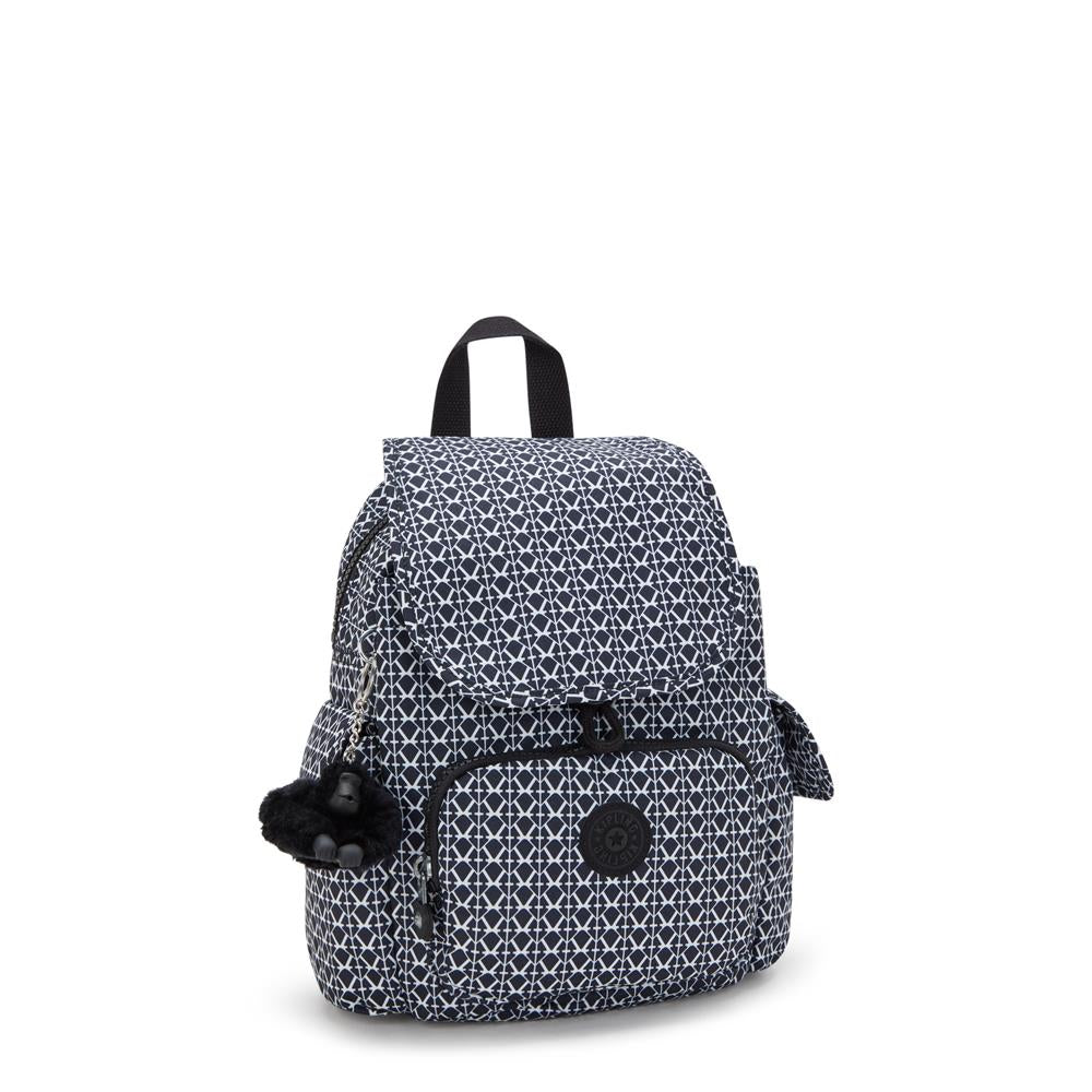 Kipling CITY PACK MINI, Extra kleiner Rucksack, Signature Print (schwarz), 9L, Kompakt & Stylisch