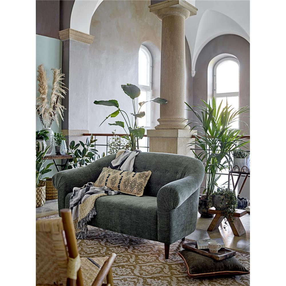 Bloomingville Aurial Kissen in Grün, 45x45 cm – Elegantes Baumwollkissen für Sofa und Sessel