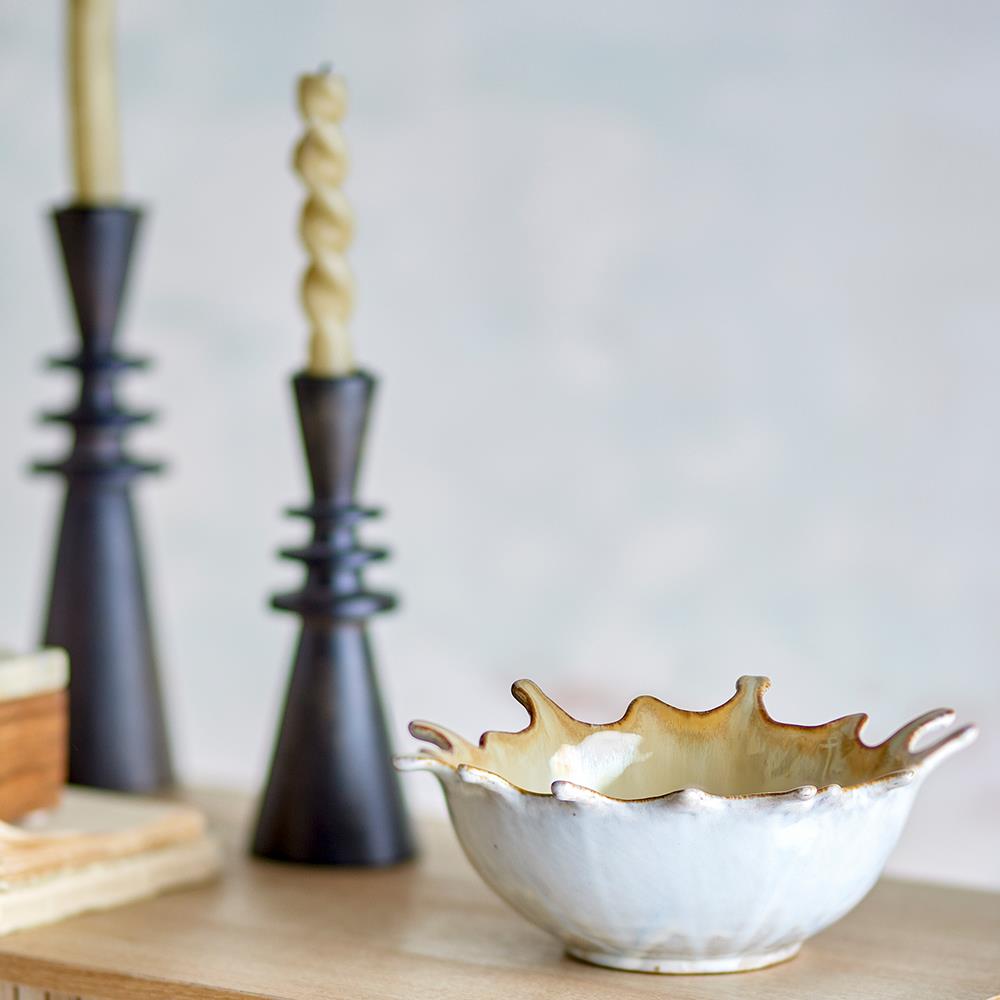 Bloomingville Alcott Schale aus Steingut, Natur – dekorative Servierschale mit Glasur