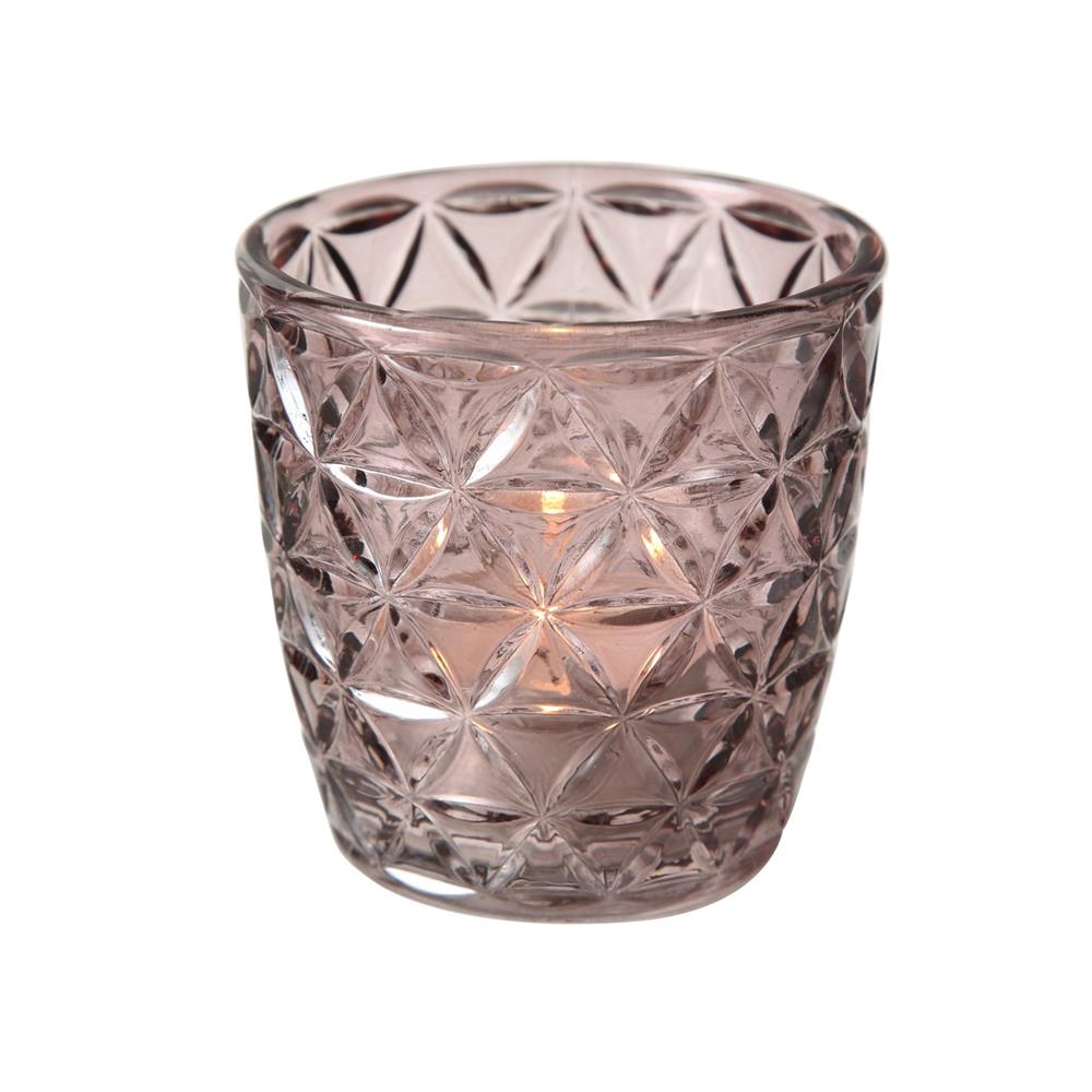 BOLTZE Windlicht Marilu 4er Set Glas Rosa 30 x 8 x 8 cm