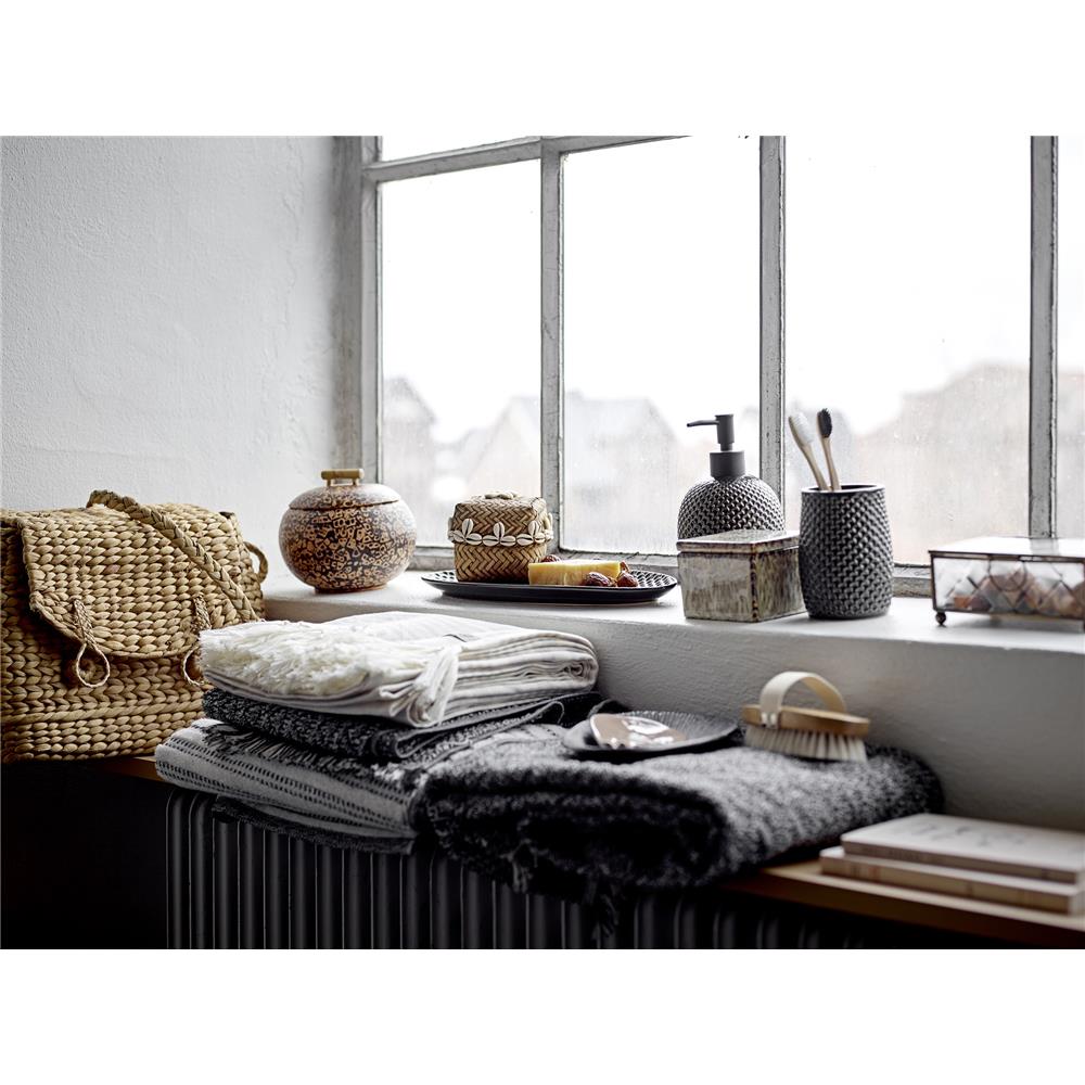 Bloomingville Hrin Seifenspender-Set grau Keramik für Flüssigseife und Becher Badezimmeraccessoires