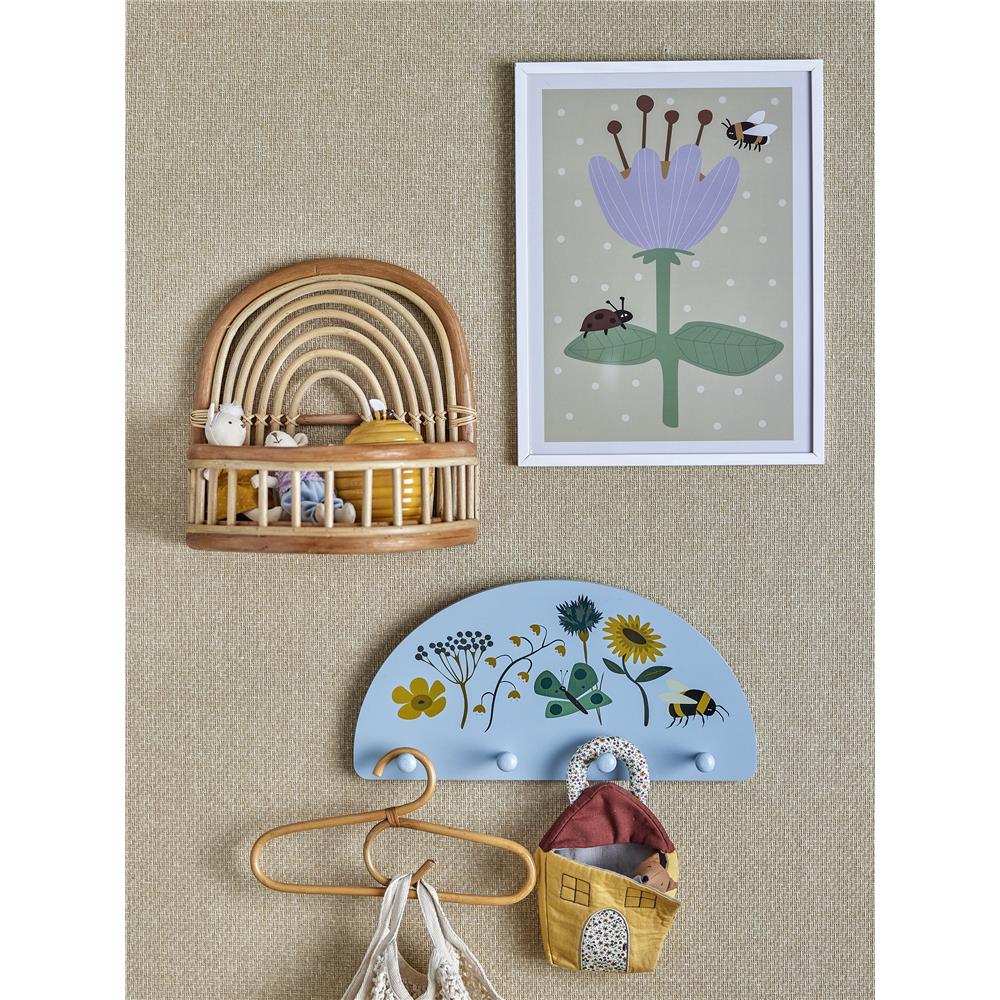 Bloomingville MINI Numa Illustration mit Rahmen, Wandbild Blume, Kinderzimmerdekoration