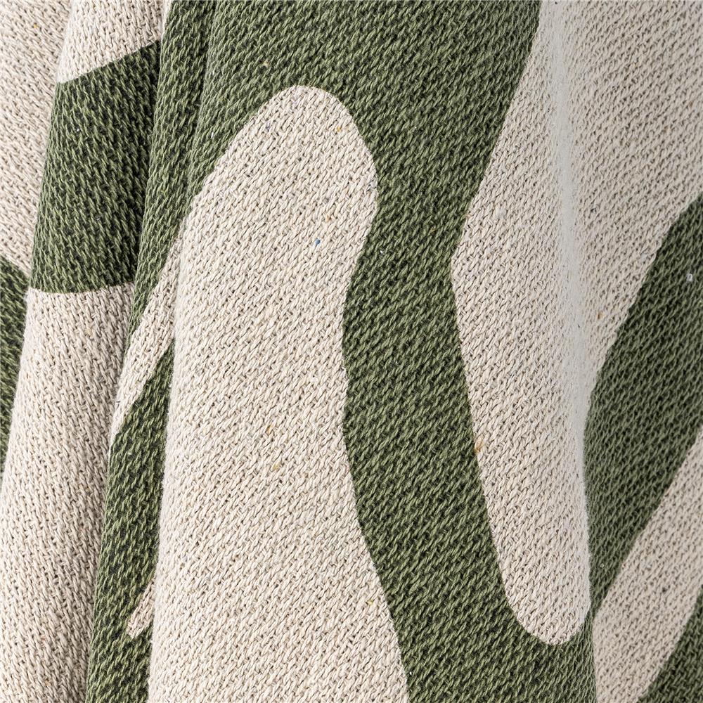 Bloomingville Dalmine Decke, Grün, recycelte Baumwolle, 160x130 cm, mit Fransen, waschbar